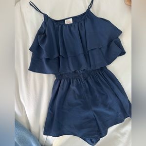 Blue Silk Parker Romper
